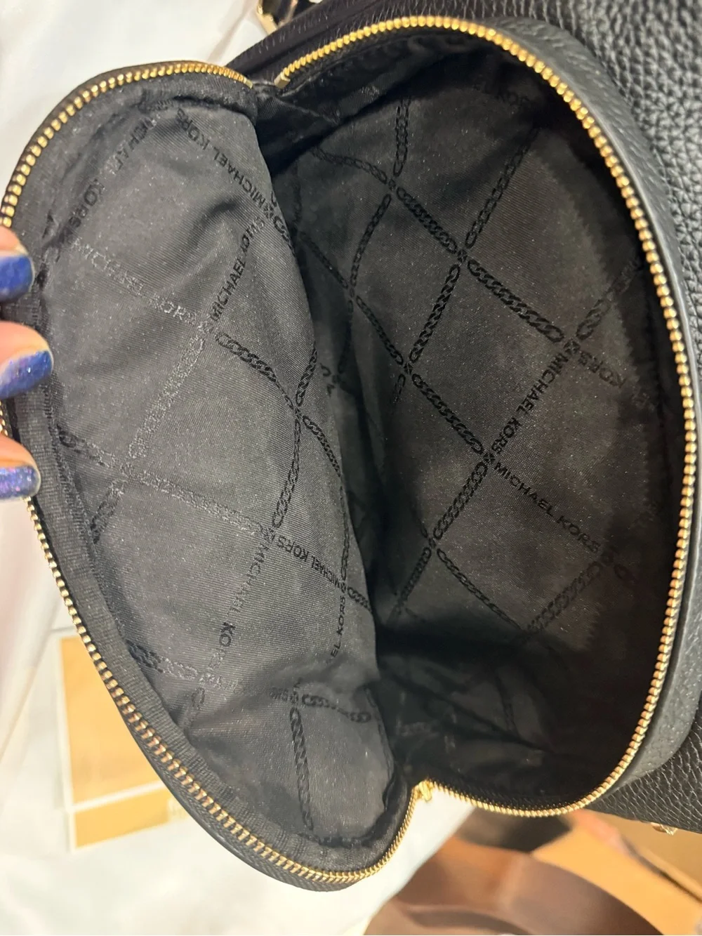 Michael Kors Medium Black Pebbled Leather Backpack